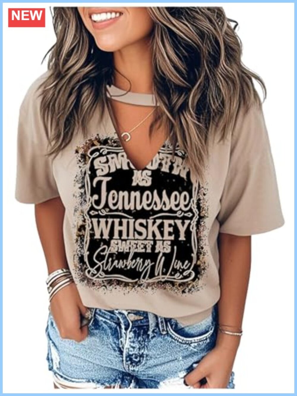 Women's Hollow Out V-Neck Western Graphic T-Shirt Short Sleeve Country